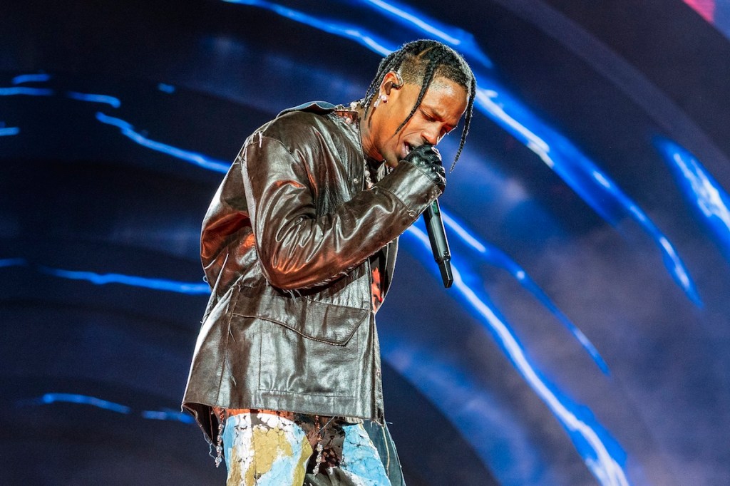 Travis Scott performs during Astroworld Festival 2021