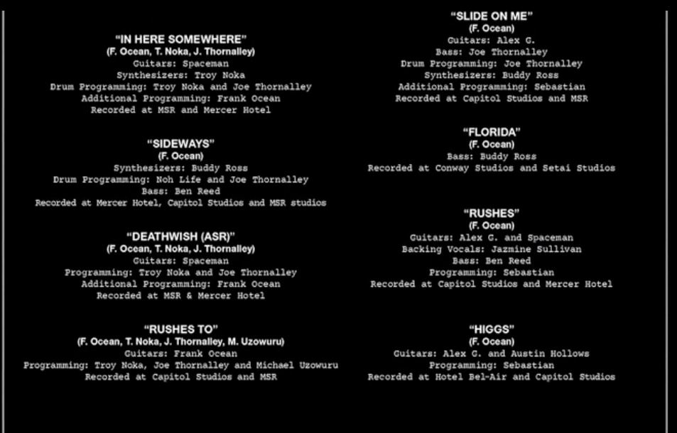 frank ocean endless credits 2