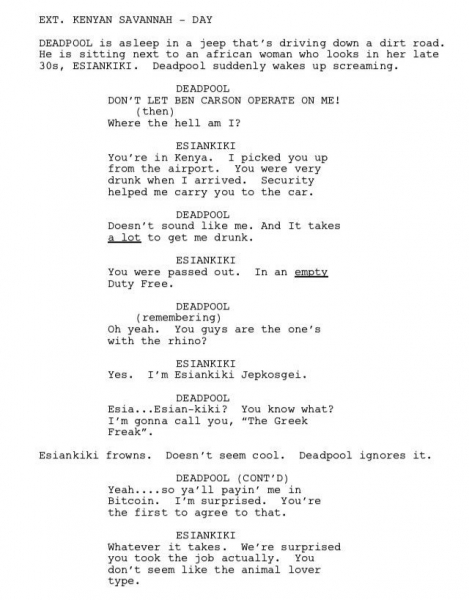 Donalg Glover Deadpool Script #2