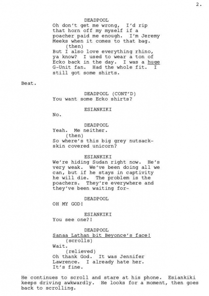 Donalg Glover Deadpool Script #3