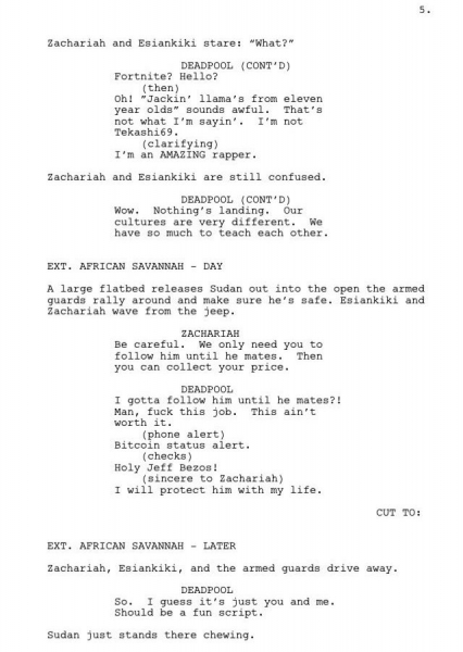 Donalg Glover Deadpool Script #6